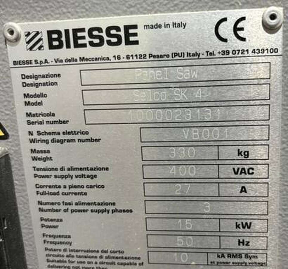 Раскройный центр BIESSE SELCO SK 4 2018 г. в.