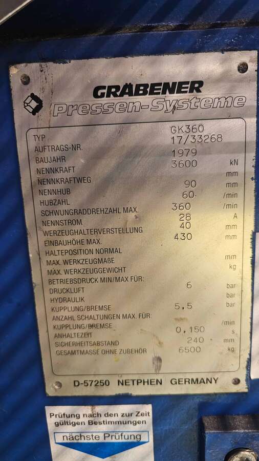 Чеканочный пресс Grabener GK 360 1979г.в.