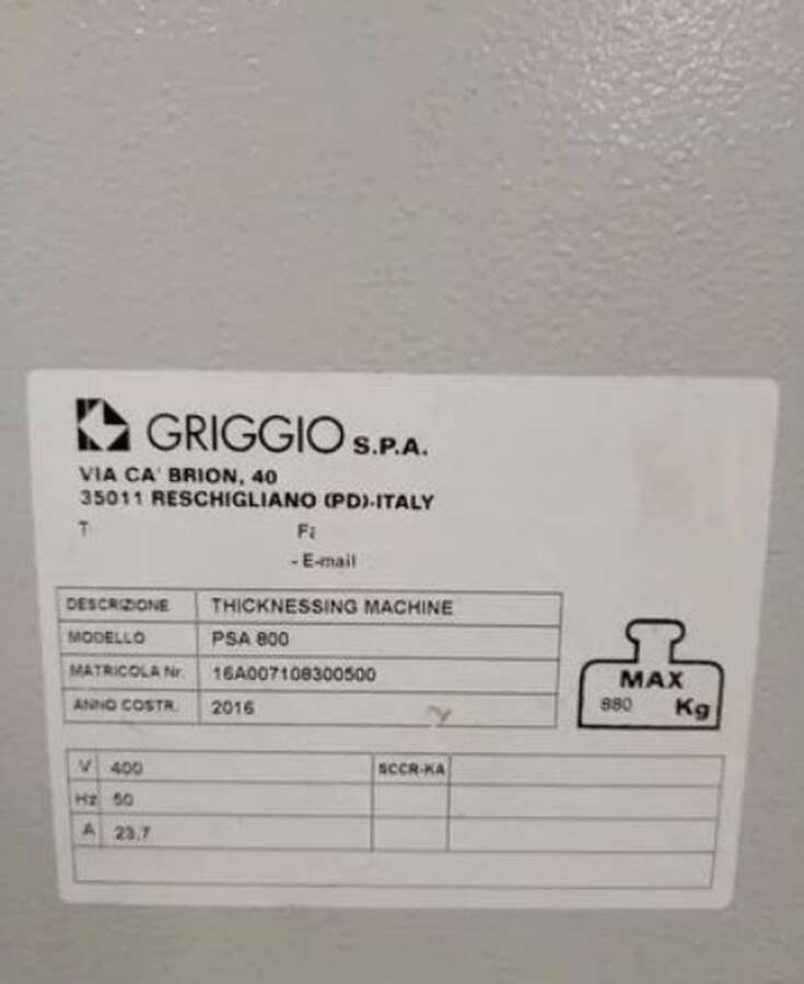 Рейсмусовый станок Griggio PSA 800