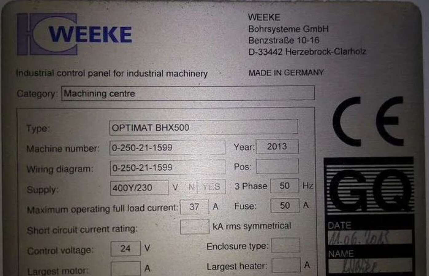 Сверлильно-присадочный центр Homag Weeke BHX 500