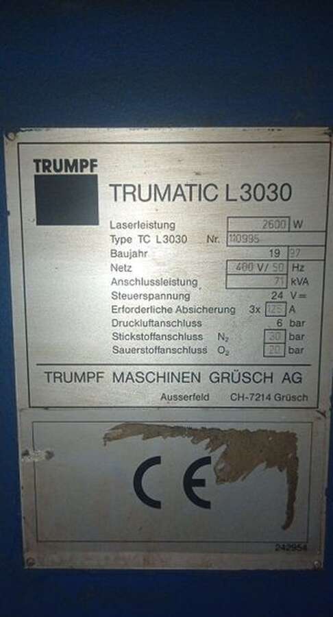Станок лазерной резки Trumpf L3030 TLF 2600 Turbo