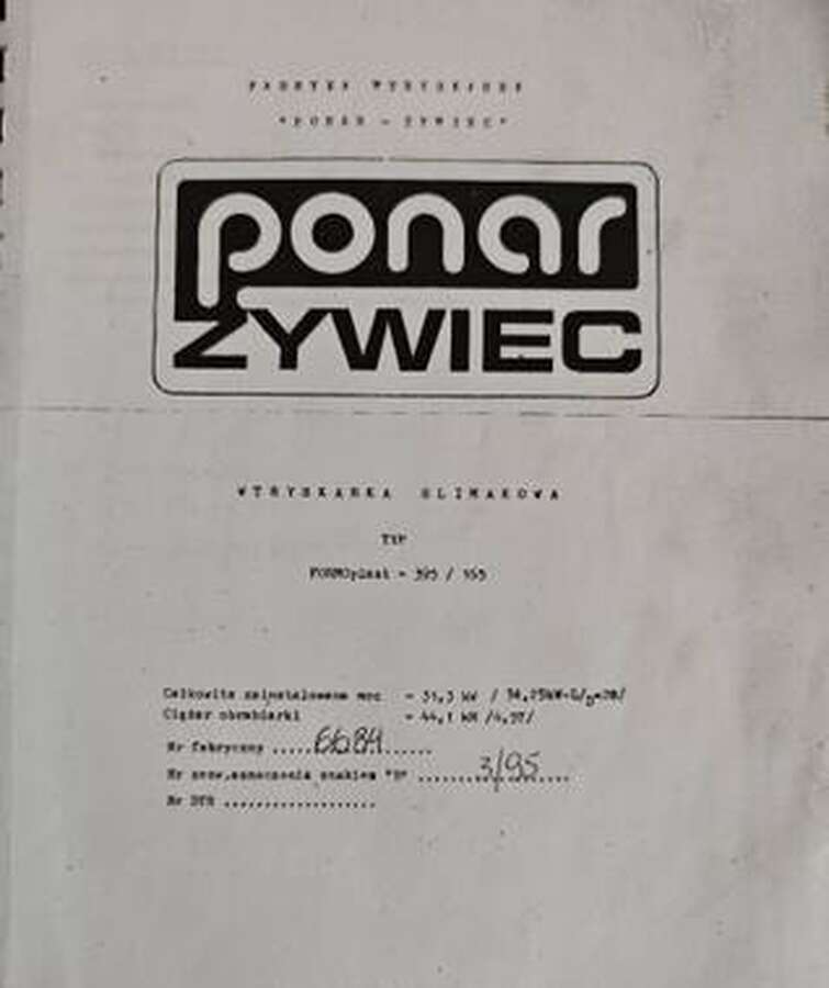 Термопластавтомат PONAR ZYWIEC 395/165