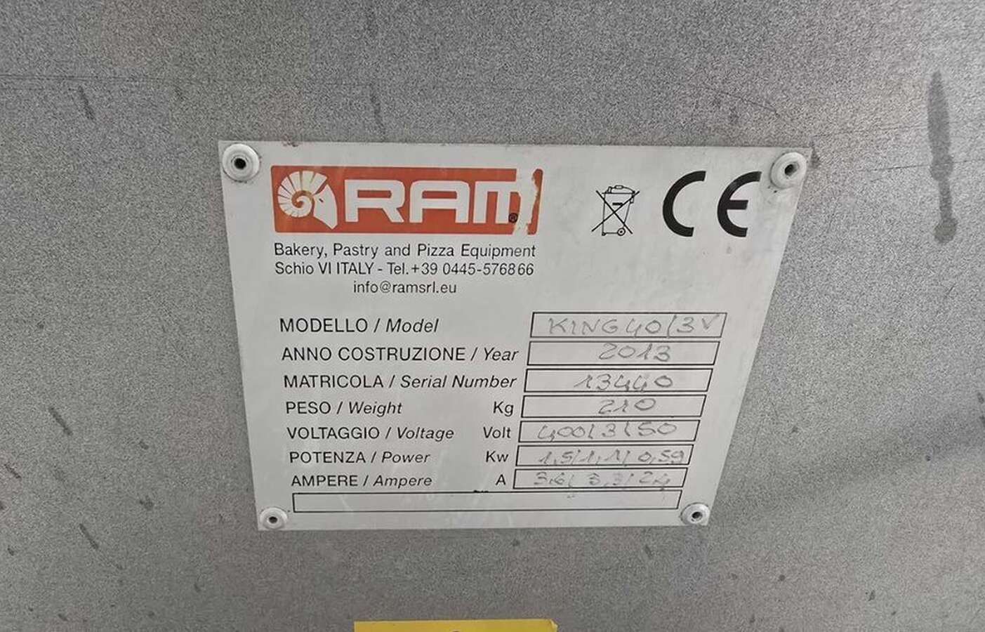 Тестомес RAM King 4013V Италия 2013г.в.