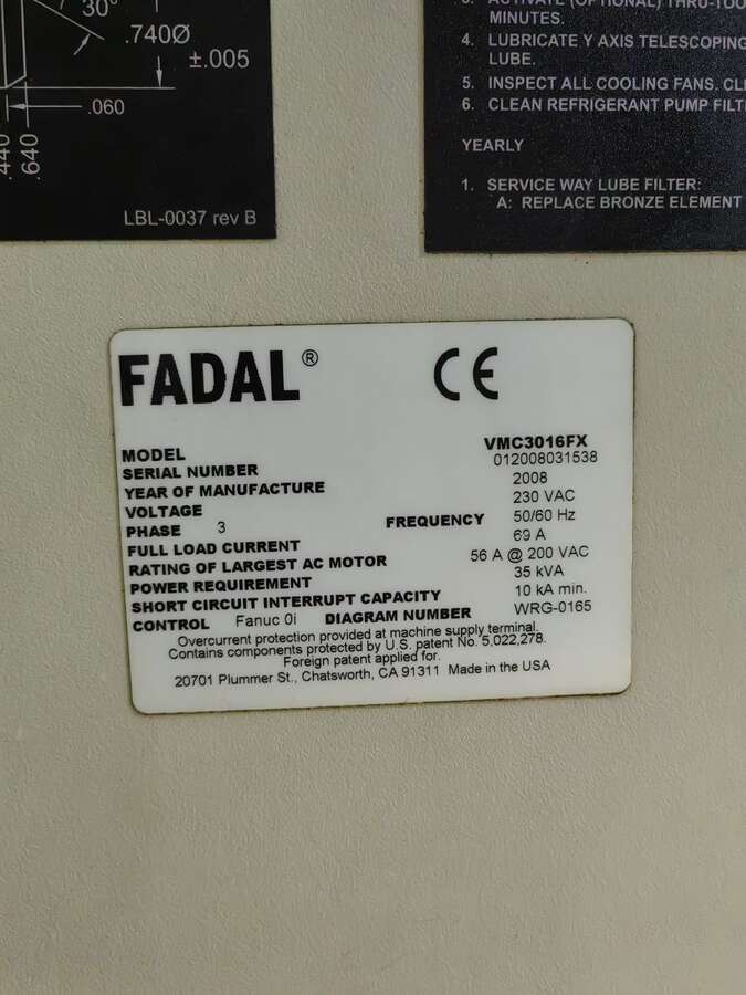 Обрабатывающий центр FADAL VMC 3016 2008г.в.