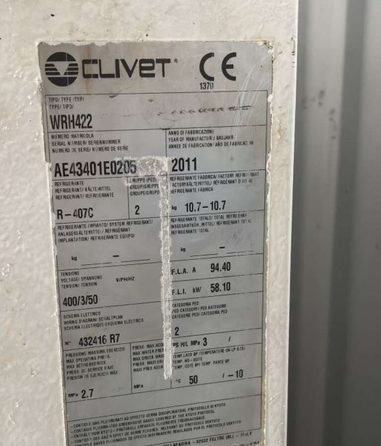 Чиллер промышленный Clivet WRH422 Италия