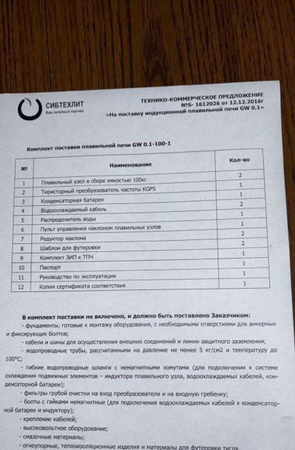 Индукционный плавильный узел в сборе 2016г.в.
