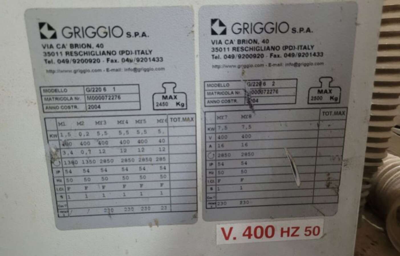 Четырехсторонний станок Griggio G/220 6