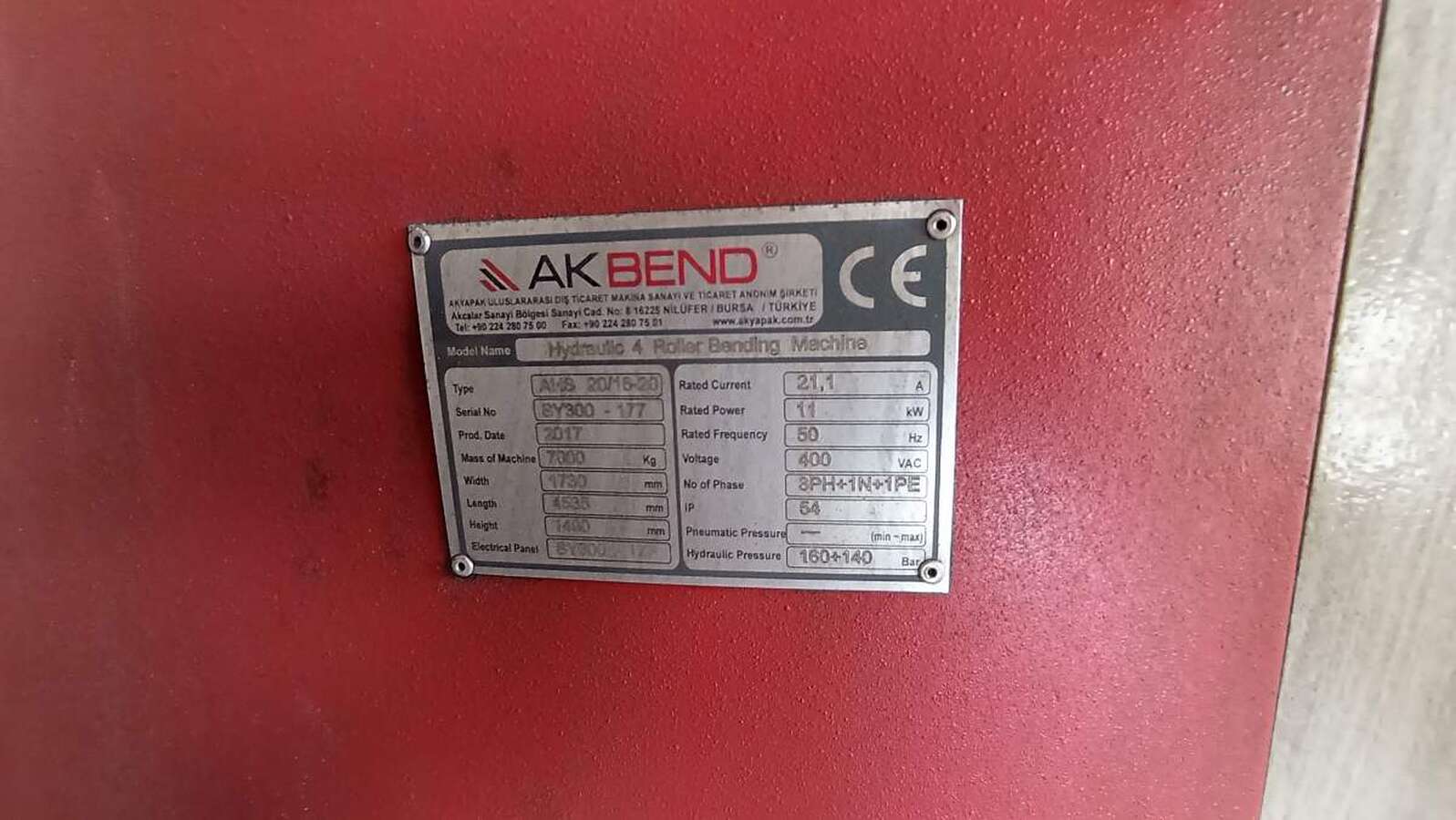 Вальцы четырёхвалковые AKBEND AHS 20/16