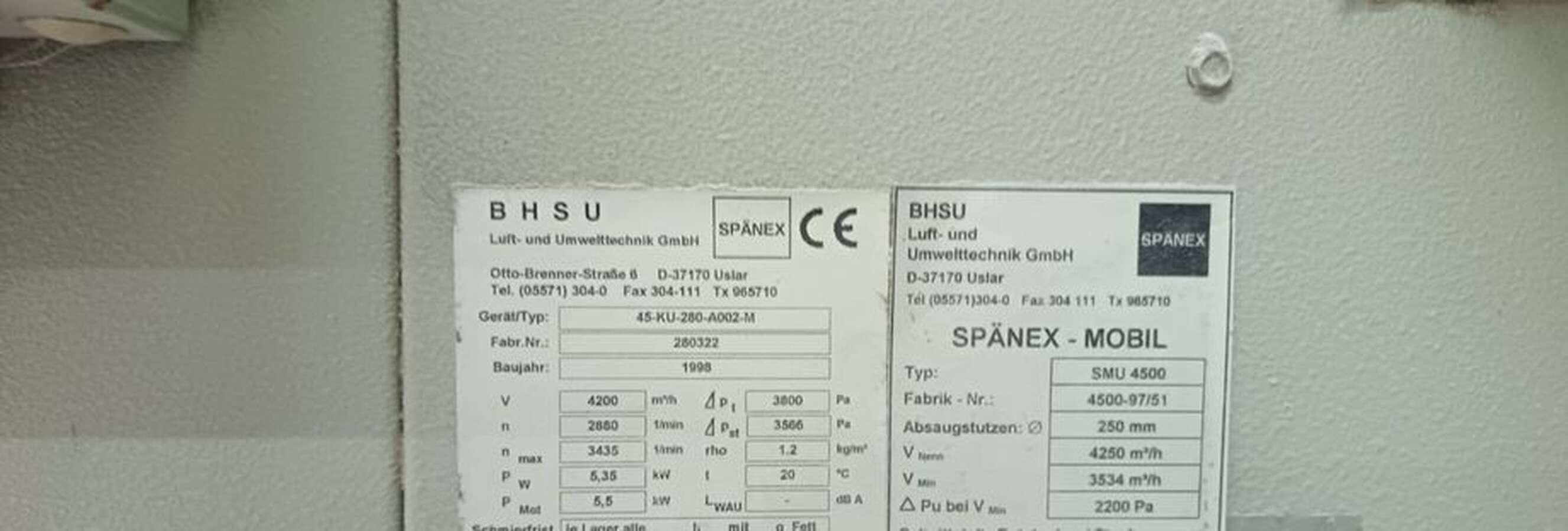 Аспирационная установка Spanex SMU 4500