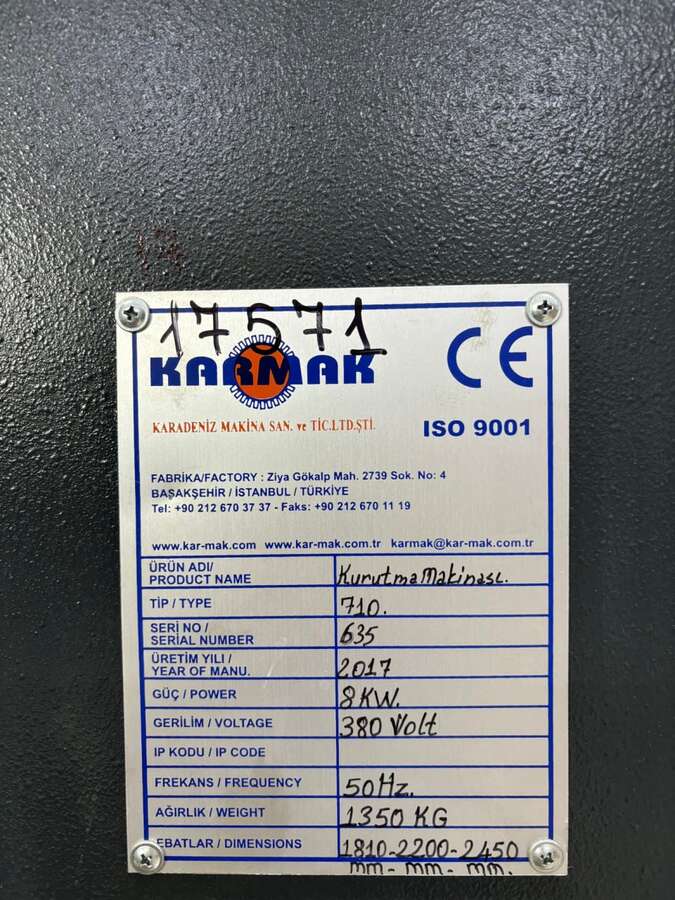 Сушильная машина KARMAK 710-B Турция 2017г.в.