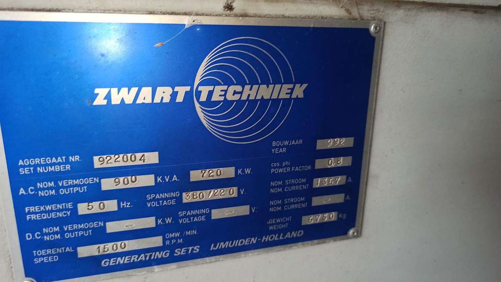Генератор Zwart Techniek Нидерланды