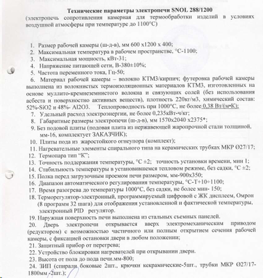 Электропечь Snol 288/1200