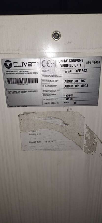 Чиллер Clivet WSAT-XEE 602 AB 2018г.в.