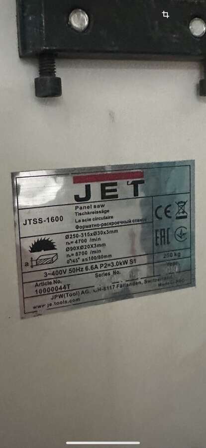 Форматно-раскроечный станок JET JTSS-1600