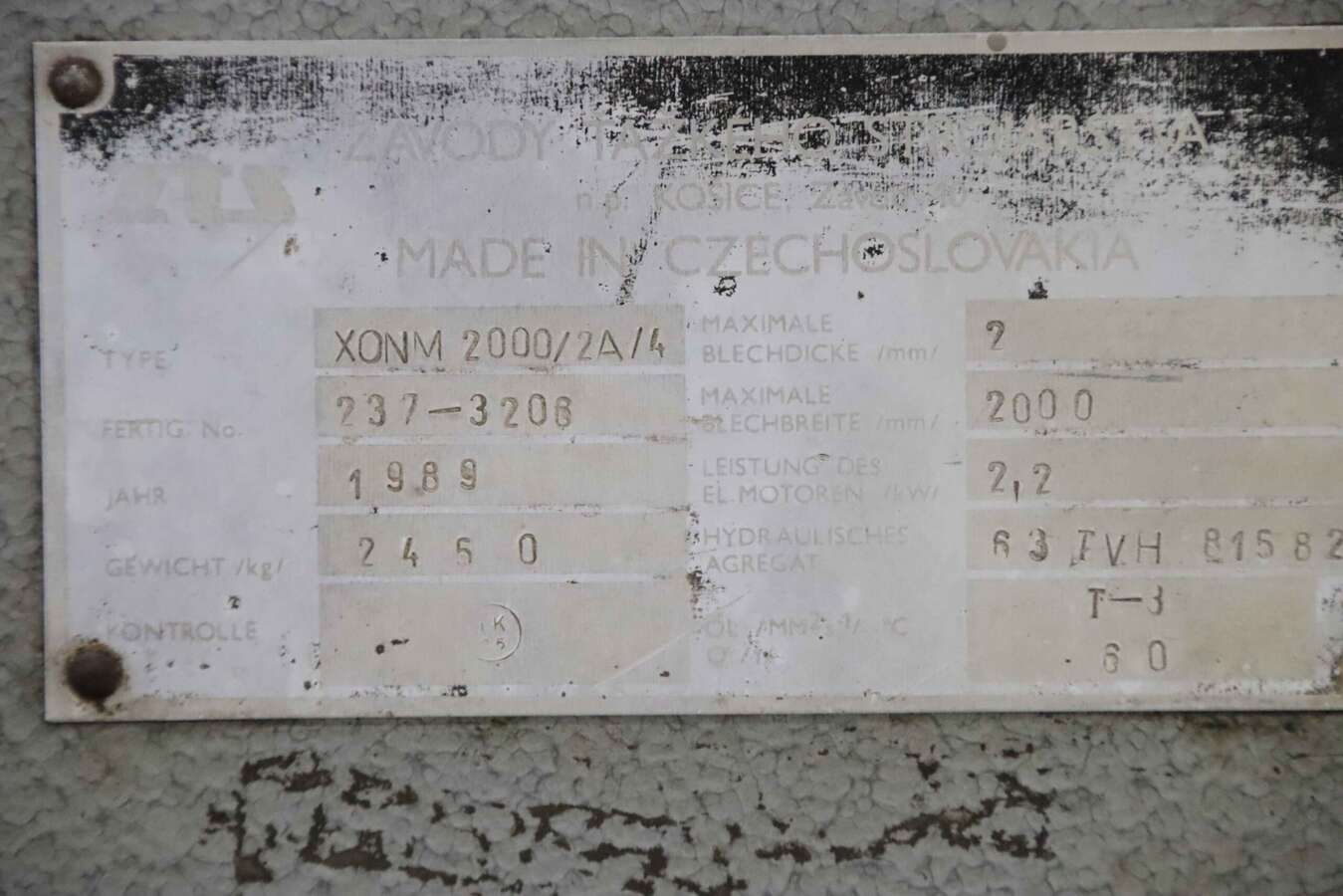 Листогиб ZTS XONM 2000/2A/4