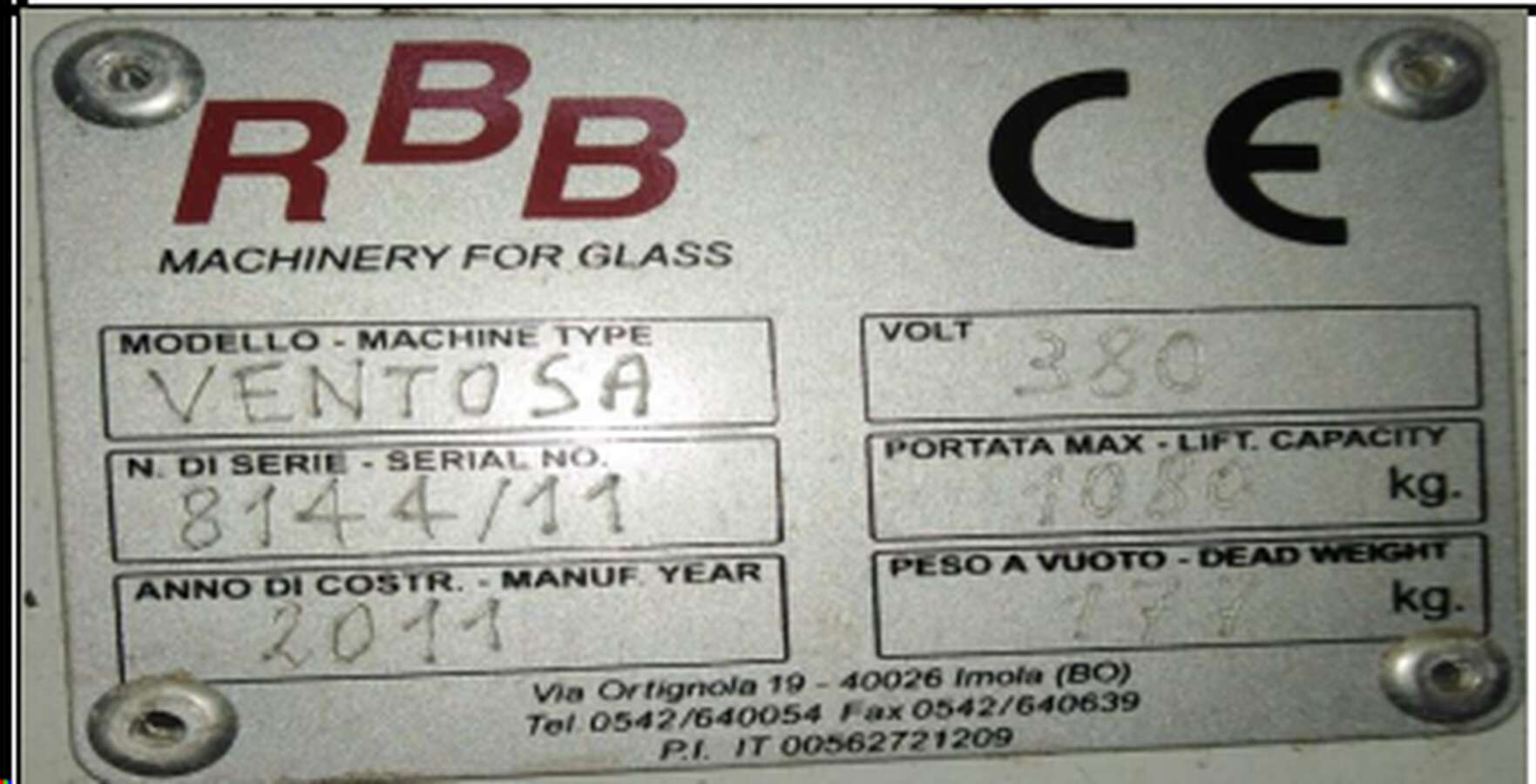 Присоска вакуумная для подъема стекла VENTOSA RBB