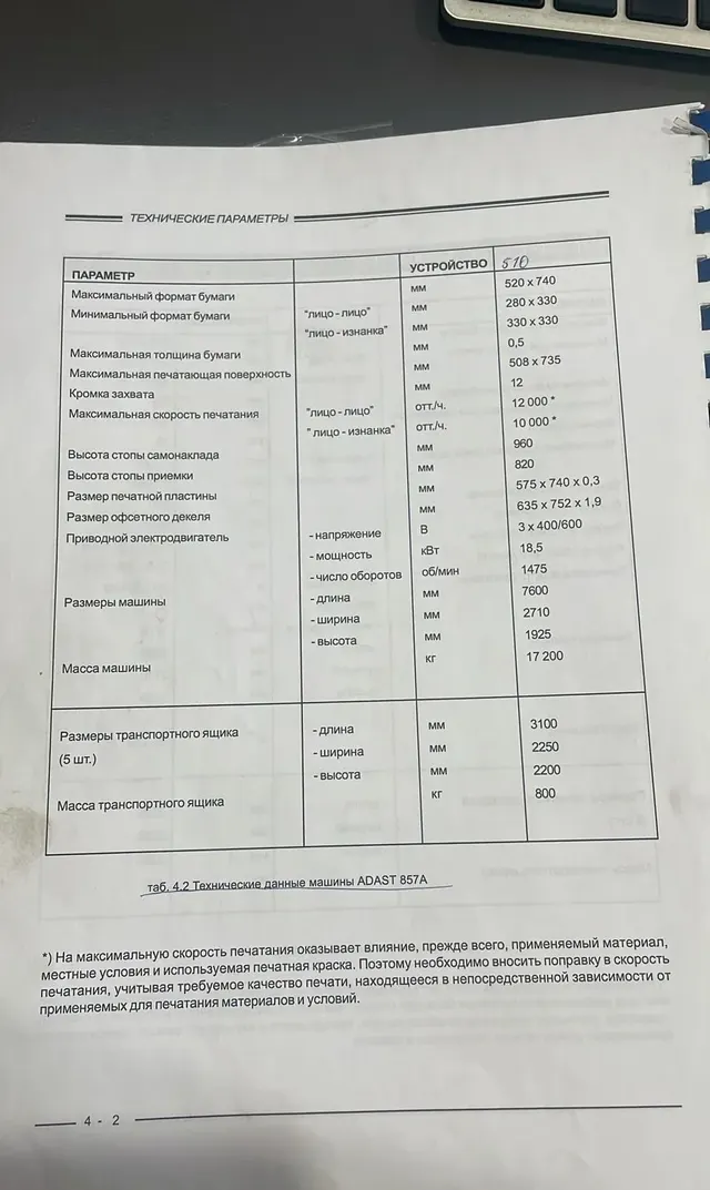 Офсетная печатная машина ADAST 857 A