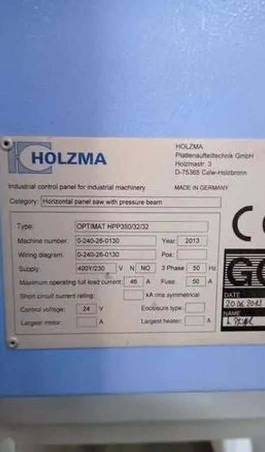 Форматно-раскроечный центр Holzma HPP 350/3 с ЧПУ
