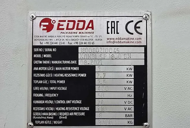 Упаковочная линия Edda Spinner Kombi SP 1800 BN