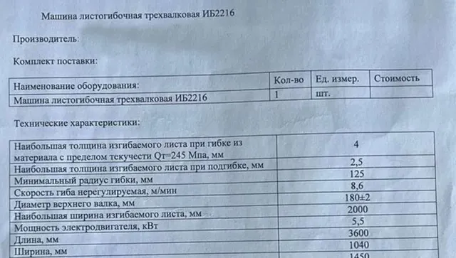 Вальцы трехвалковые ИБ2216Г