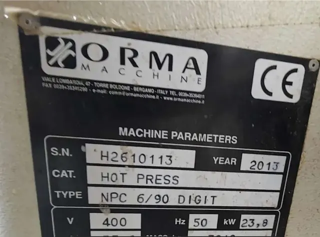 Пресс горячего прессования Orma NPC 6/90