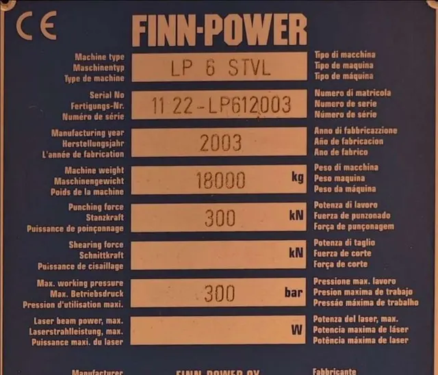 Пресс координатно-пробивной Finn-Power LP 6 STVL