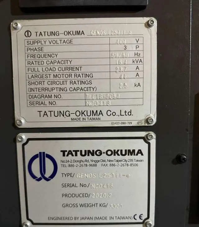 Токарный станок TATUNG-OKUMA GENOS L250II-e 2020г.