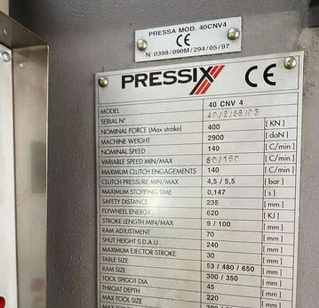 Эксцентриковый пресс PRESSIX 40T PRESSIX 40CNV4
