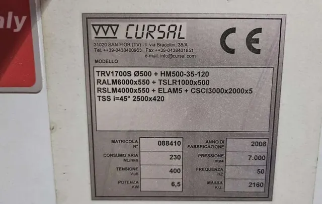 Участок торцевания Cursal TRV 1700 S 500