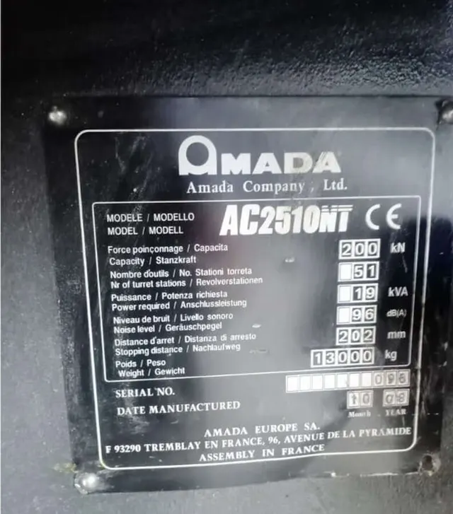 Координатно-пробивной пресс Amada AC 2510 NT 2008г