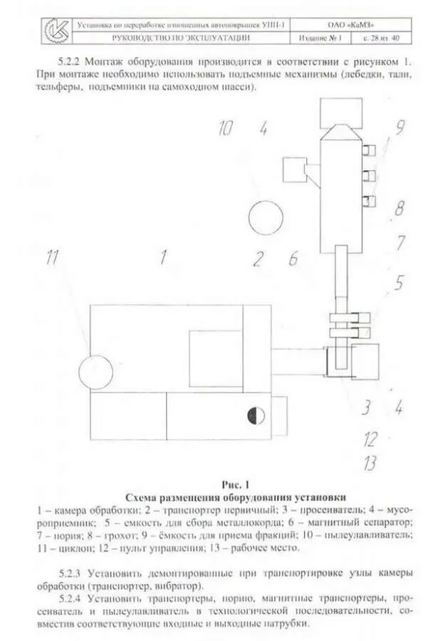 Линия по переработке шин в резиновую крошку