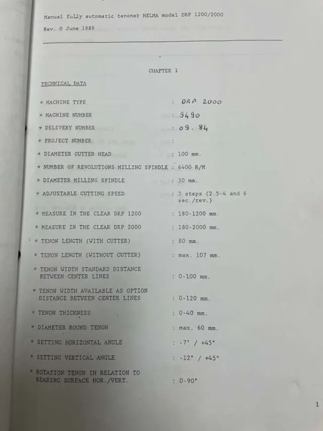 Станок шипорезный двусторонний Helma DRP2000 1984г