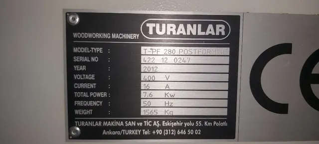 Станок для постформинга и шпона Turanlar T-PF 280