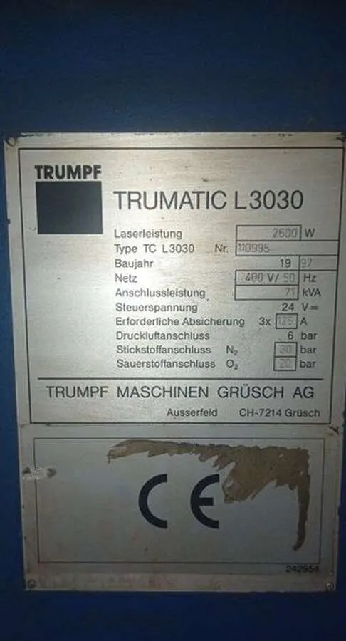 Станок лазерной резки Trumpf L3030 TLF 2600 Turbo