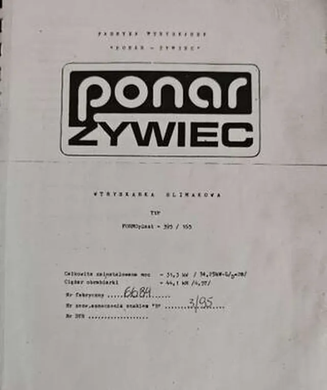 Термопластавтомат PONAR ZYWIEC 395/165