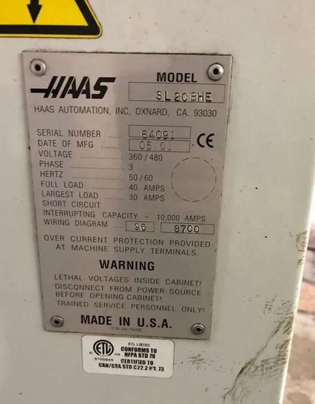 Токарный станок Haas SL-20 с ЧПУ 2001 г.в.