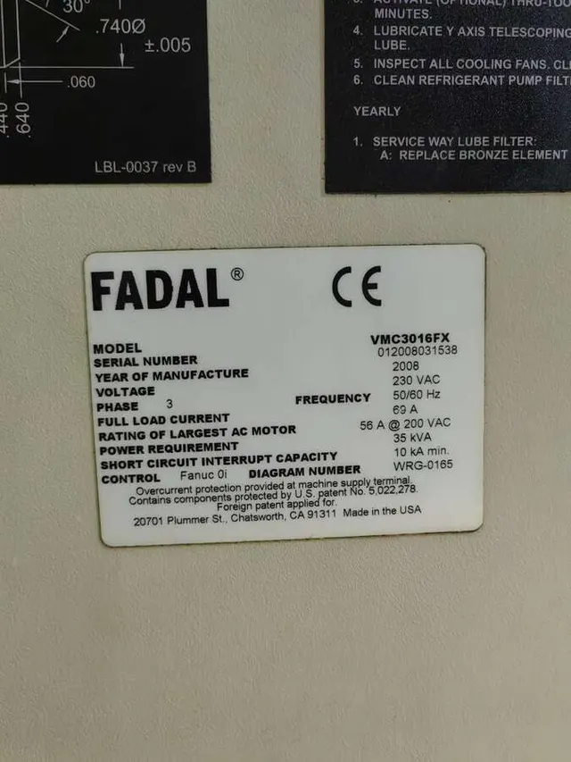 Обрабатывающий центр FADAL VMC 3016 2008г.в.