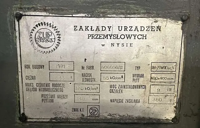 Пресс вулканизационный Zup Nysa PH-2PW 90ie