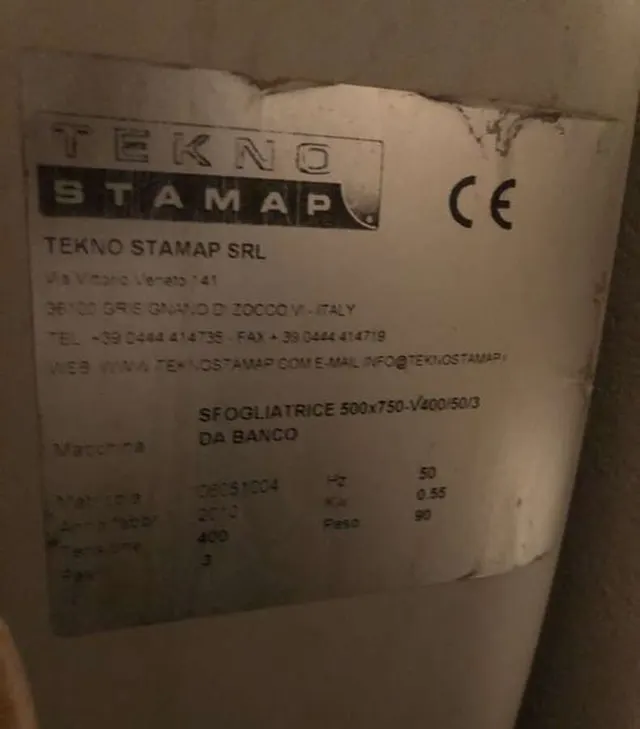 Тестораскаточная машина Tekno Stamap SRL