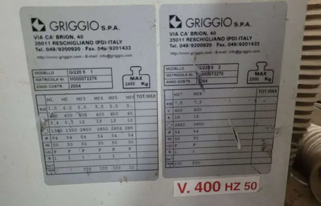 Четырехсторонний станок Griggio G/220 6