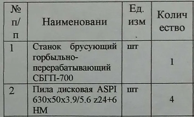 Станок брусующий горбыльно-перерабатывающий СБГП-700