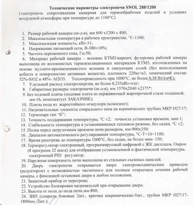 Электропечь Snol 288/1200