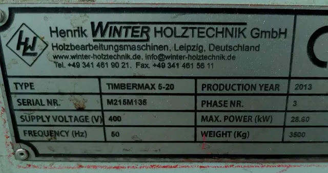 Четырехсторонний строгальный станок Winter TIMBERMAX 5-20