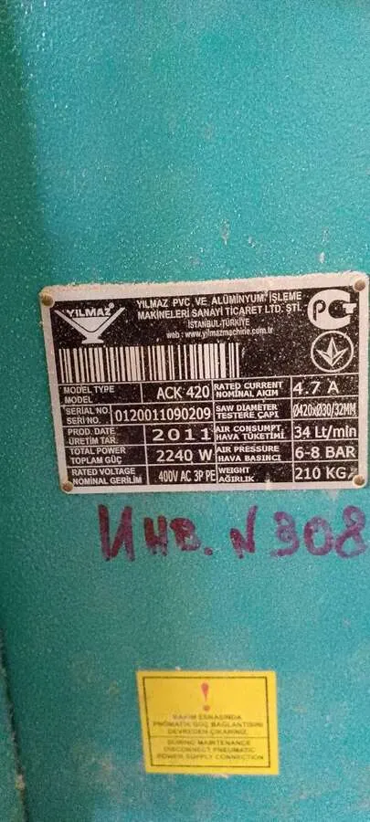 Пила с автоматической нижней подачей Yilmaz ACK 420