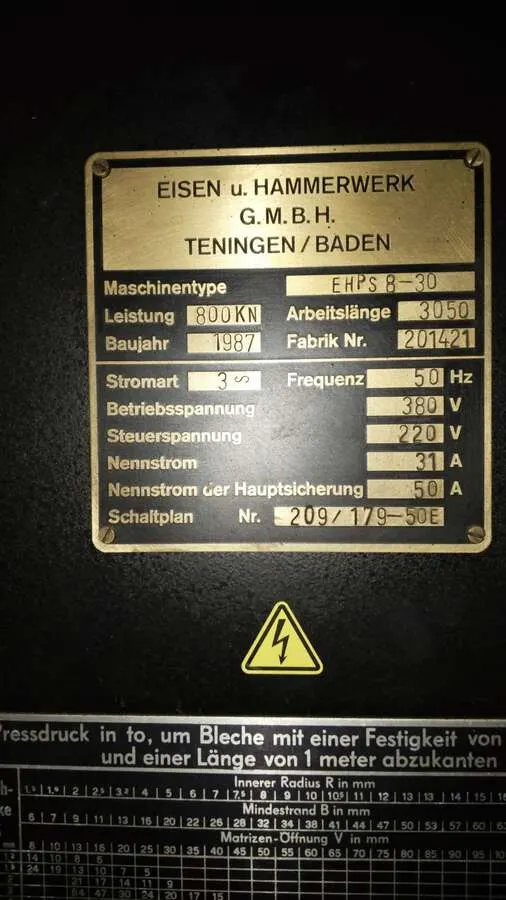 Пресс листогибочный EHT EHPS 8-30