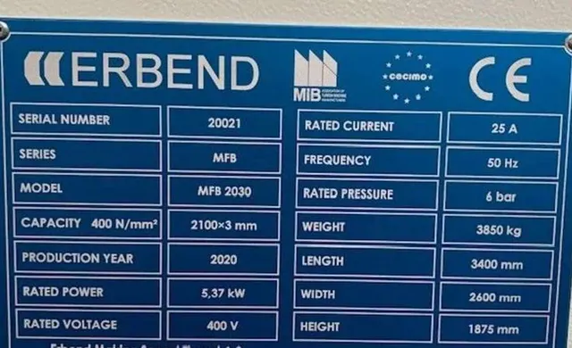 Поворотный гибочный станок ERBEND MFB 2030