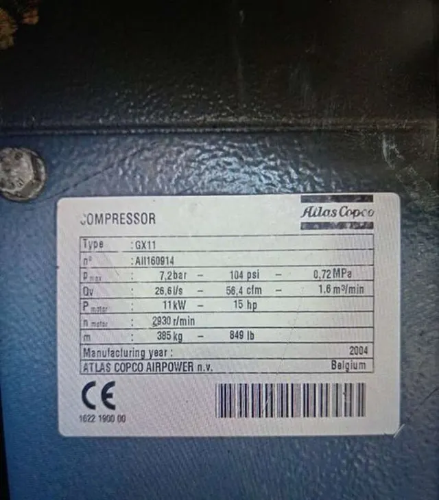 Винтовой воздушный компрессор Atlas Copco GX 11