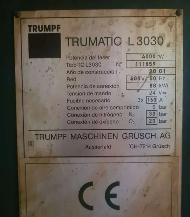 Станок лазерной резки с ЧПУ Trumpf L 3030 TLF4000 Turbo