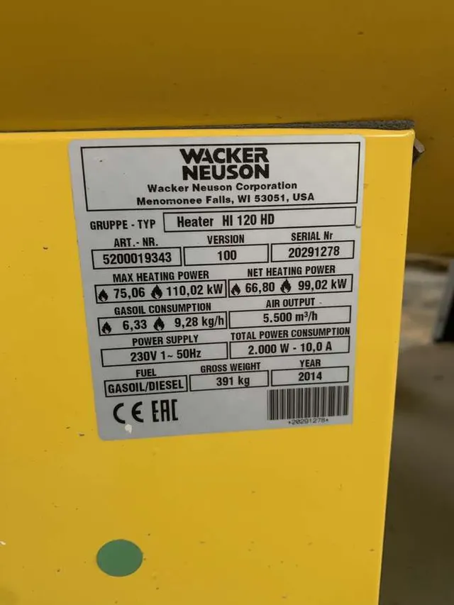 Тепловая пушка HI120 HD Wacker Neuson