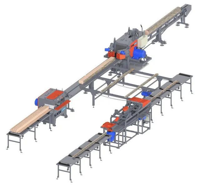 Лесопильная линия SAWLINE ECO 320 для тонкомера с участком доработки горбыля